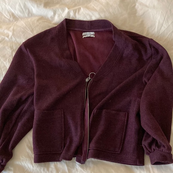 Urban Outfitters burgundy ballon sleeve cardigan - Picture 1 of 8